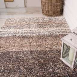 Natural Stripe Shaggy Rug for Living Room - Alder - 60cm x 110cm