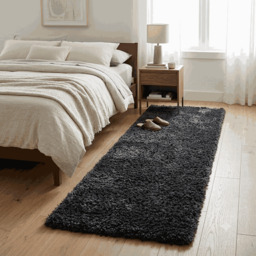 Soft Everyday Charcoal Shaggy Runner Rug - Nore - 60cm x 240cm Runner