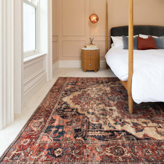 Soft Washable Terracotta Medallion Rug - Verity - Soft Washable - 80cm x 150cm