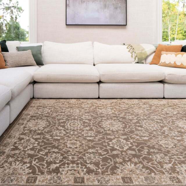 Plush Traditional Brown Rug - Sarina - Mona - 80cm x 150cm