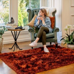 Plush Soft Rust Orange Shaggy Rug - Zia - Zia - 120cm x 170cm