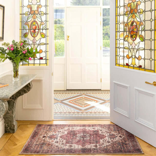 Soft Washable Burgundy Doormat - Rubyana - Soft Washable - 80cm x 150cm