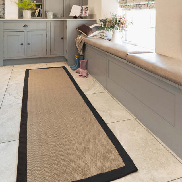 Black Border Jute Runner Rug - Juliette Black - Juliette - 60cm x 240cm Runner