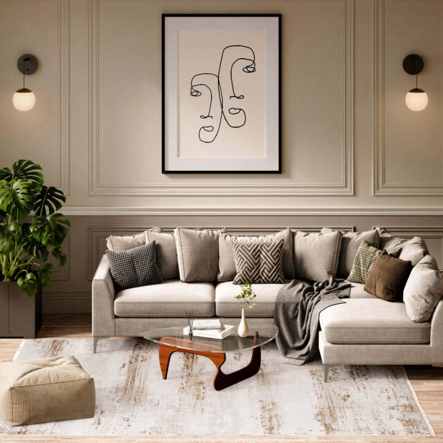 Soft Beige Modern Distressed Rug - Zoya - Kesia - 120cm x 170cm