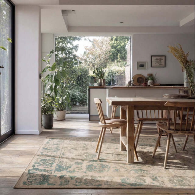Soft Washable Floral Teal Rug - Philipa - Soft Washable - 80cm x 150cm