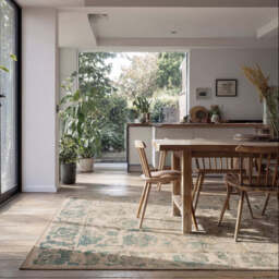 Soft Washable Floral Teal Rug - Philipa - Soft Washable - 80cm x 150cm