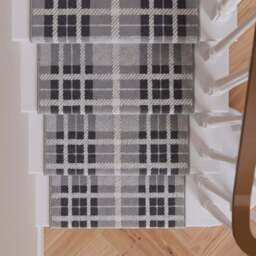 Grey Tartan Print Stair Carpet Runner - Cut to Measure - Scala - 1ft