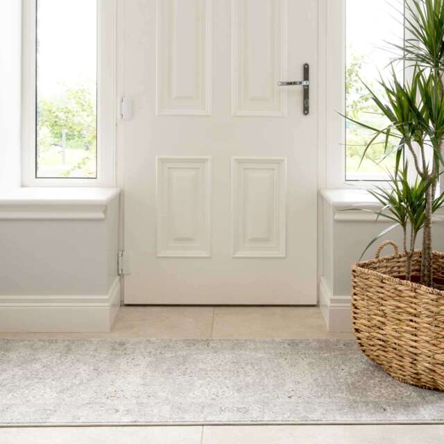 Vintage Grey Washed Effect Bedroom Rug - Ludlow - 70cm x 240cm Runner