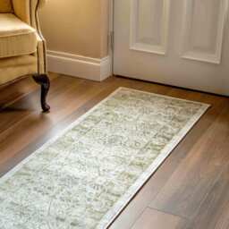 Vintage Traditional Green Floral Runner Rug - Catalina - 60cm x 240cm Runner