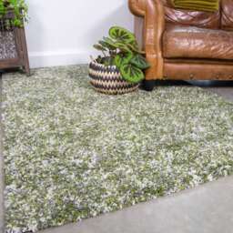 Mottled Dark Green Shaggy Rug for Living Room - Alder - 60cm x 110cm