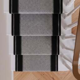 Black Border Stair Carpet Runner - Cut to Measure - Scala - 1ft
