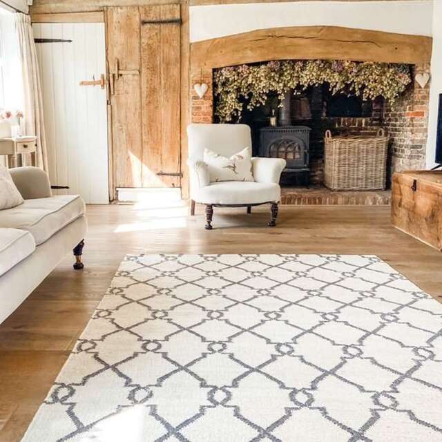 Cream Trellis Natural Jute Area Rug - Trellis - Natura - 80cm x 150cm