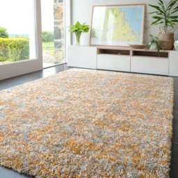 Soft Mottled Gold Grey Shaggy Area Rug - Kinsale - 80cm x 150cm