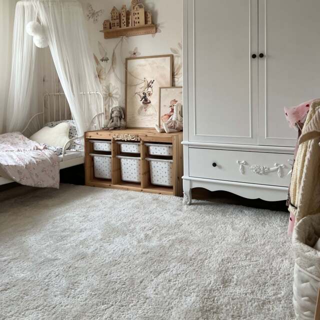 Premium Cream Shaggy Rug - Lace - Amore - 120cm x 170cm