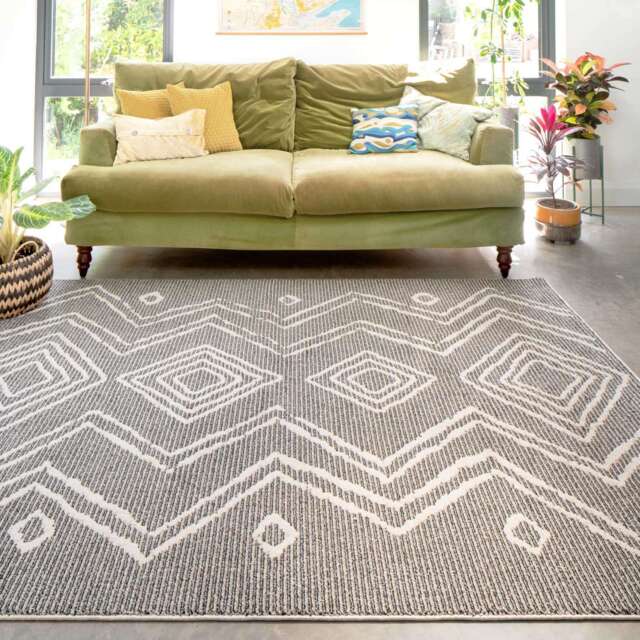Cosy Soft Underfoot Grey Moroccan Berber Rug - Neva - Medini - 60cm x 110cm