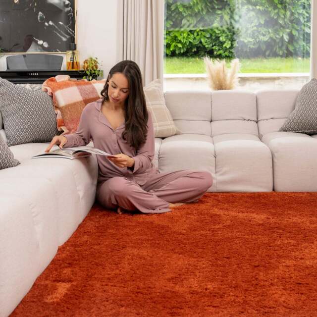 Premium Washable Terracotta Shaggy Rug - Washable Shaggy Premium - 120cm x 170cm