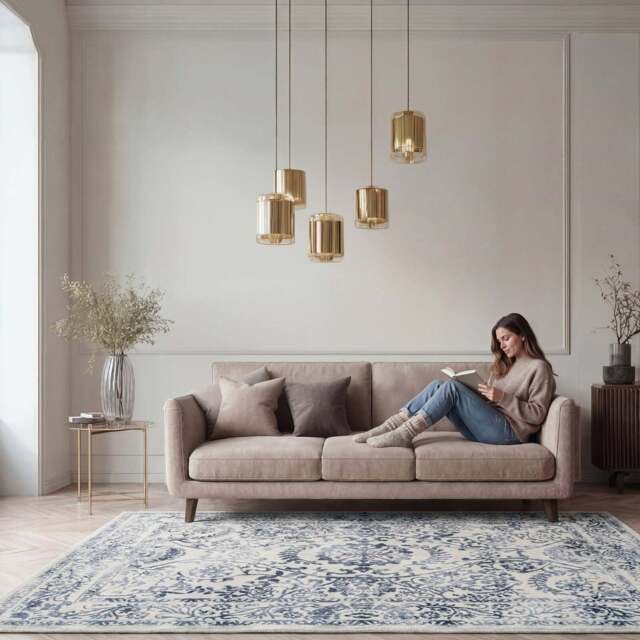 Vintage Blue Medallion Rug - Claudia - Oscar - 80cm x 150cm