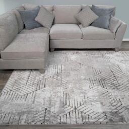 Modern Gold Abstract Geometric Living Room Rugs - Hatton - 60cm x 110cm