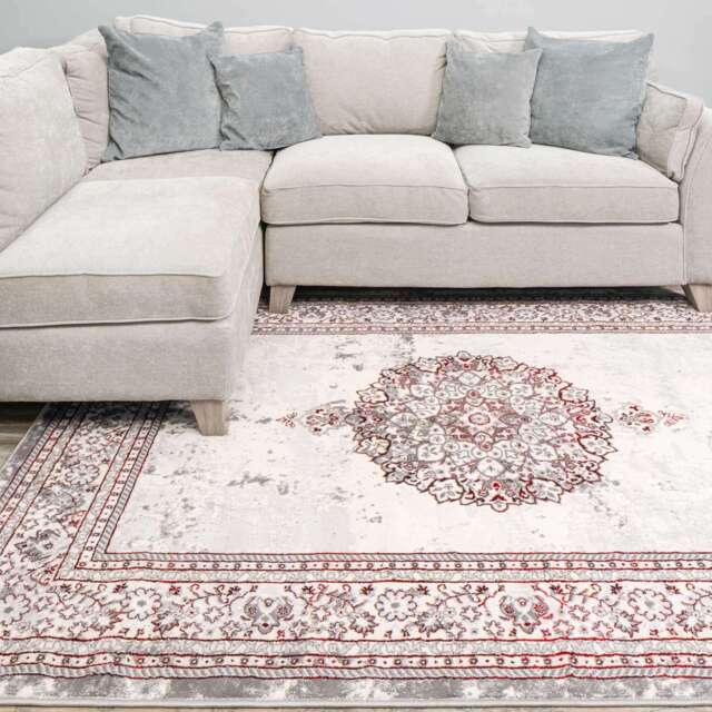Modern Red Abstract Oriental Rugs - Victoria - Hatton - 60cm x 110cm