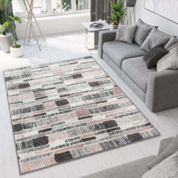 Pink Grey Modern Area Rug - Milan - 60cm x 110cm