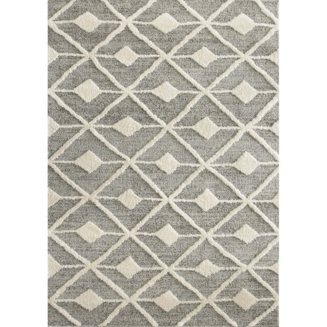 Scandi Grey Cream Tufted Hi Low Pile Rug - Benni - Ashbee - 80cm x 150cm