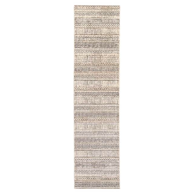 Soft Underfoot Grey Tribal Moroccan Berber Runner Rug - Medini - 60cm x 240cm Runner