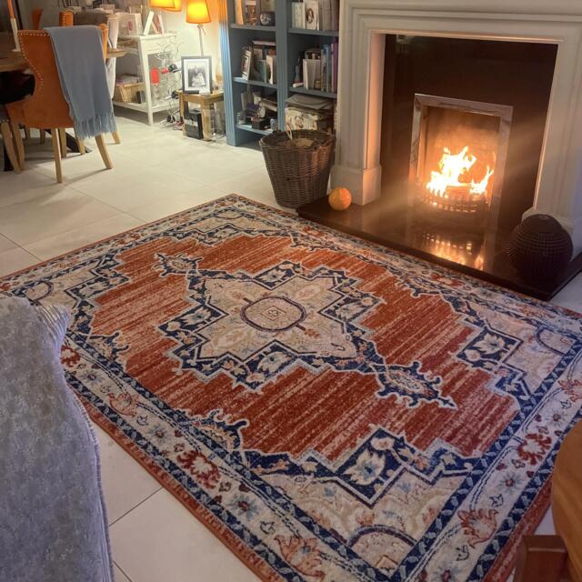 Terracotta Orange Oriental Area Rug - Antik - Moda - 60cm x 110cm