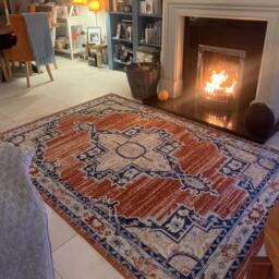 Terracotta Orange Oriental Area Rug - Antik - Moda - 60cm x 110cm