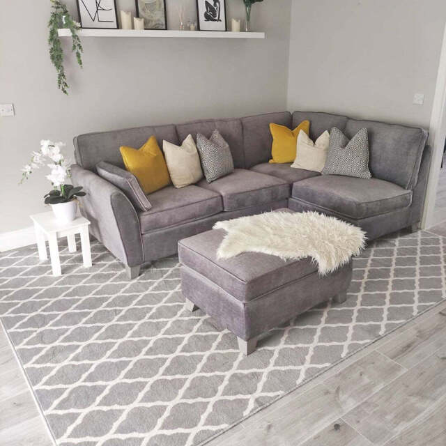 Extra Large Grey Trellis Rug - Milan - 240cm x 330cm