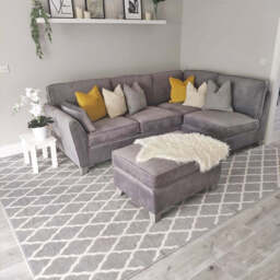 Extra Large Grey Trellis Rug - Milan - 240cm x 330cm