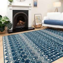 Blue Moroccan Tile Living Room Rug - Moda - 160cm x 230cm