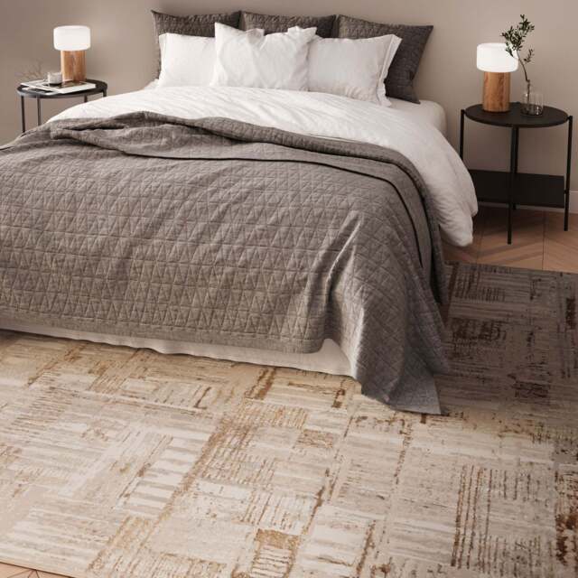 Lustre Gold Woven Print Rug - Eetu - Ishbel - 120cm x 170cm