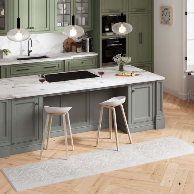 Flatwoven Washable Distressed Beige Runner - Tolka - Renuu - 60cm x 240cm Runner