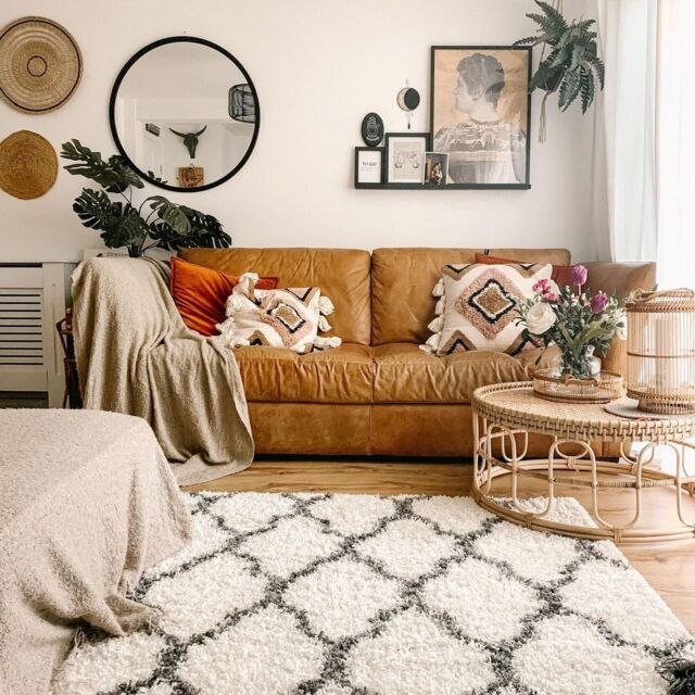 Cream Moroccan Trellis Shaggy Rug - Florence - 60cm x 110cm