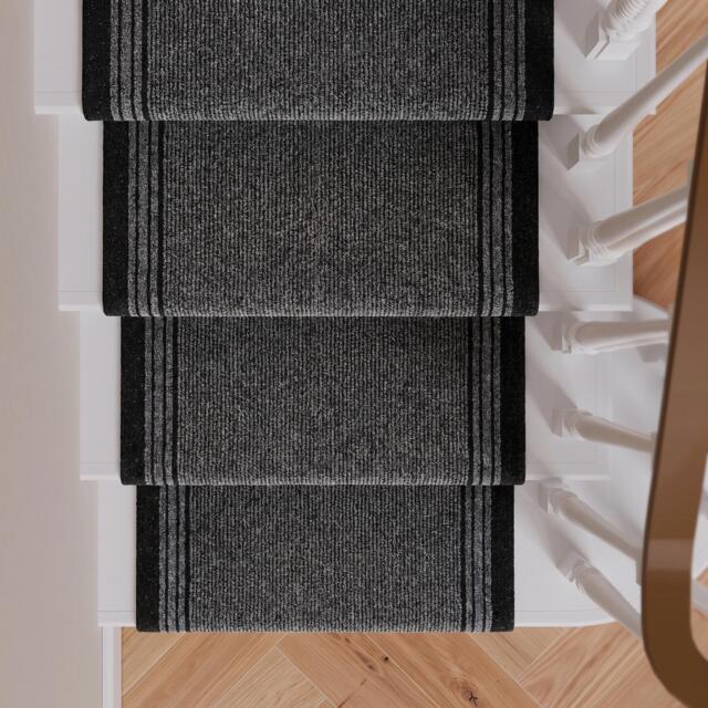 Grey Hard Wearing Stair Carpet Runner Rugs - Concorde - 2ft