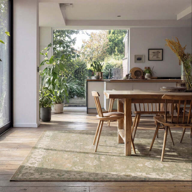 Soft Washable Green Floral Rug - Seraphina - Soft Washable - 80cm x 150cm