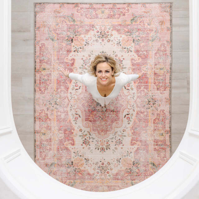 Washable Pink Medallion Rug - Dusk - Caoimhe - 120cm x 170cm