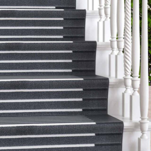 Grey Striped Stair Carpet Runner - Cut to Measure - Scala - 1ft