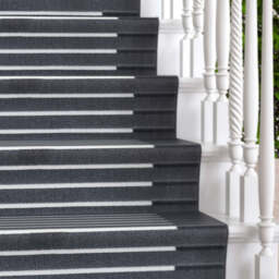 Grey Striped Stair Carpet Runner - Cut to Measure - Scala - 1ft