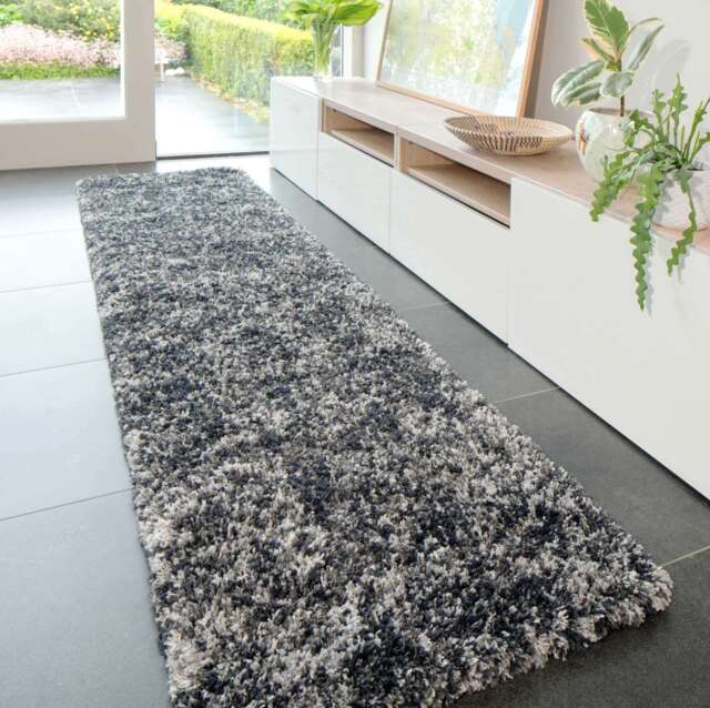 Soft Mottled Grey Shaggy Hallway Rug - Kinsale - 60cm x 240cm Runner