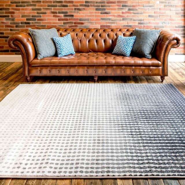 Modern Grey Spotted Ombre Effect Living Room Rug - Dottie - Alabama - 60cm x 110cm