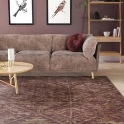 Washable Burgundy Diamond Rug - Avril - Everyday - 80cm x 150cm