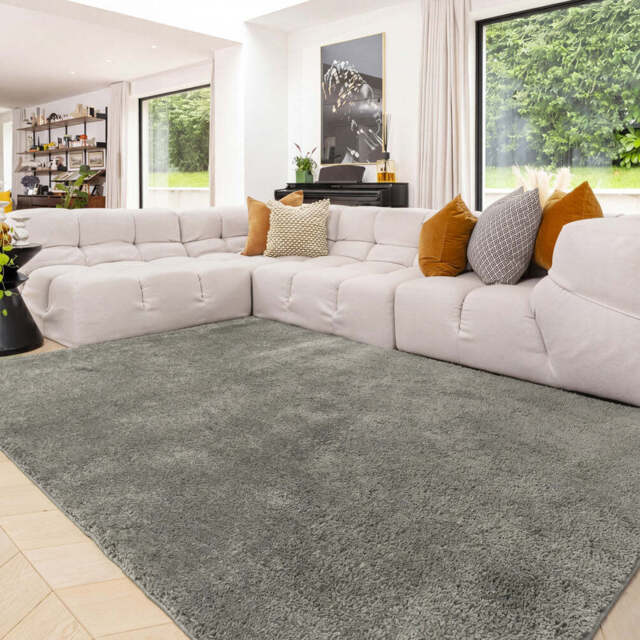 Premium Washable Shaggy Ash Grey Rug - Washable Shaggy Premium - 120cm x 170cm