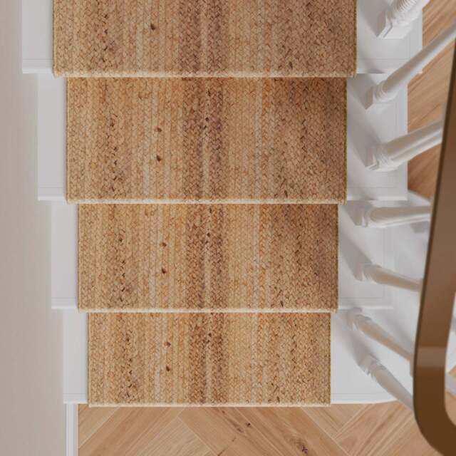 Rustic Jute Stair Carpet Runner - Althea - Jute Braided -