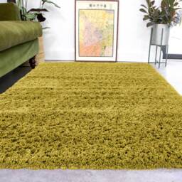 Soft Everyday Moss Green Shaggy Rug - Nore - 60cm x 110cm