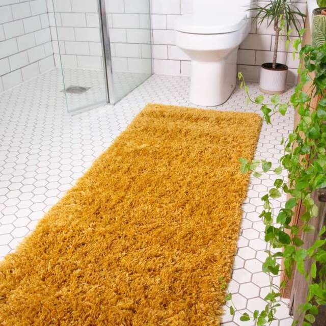 Soft Everyday Yellow Shaggy Runner Rug - Nore - 60cm x 240cm Runner