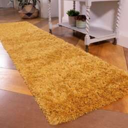 Soft Everyday Yellow Shaggy Runner Rug - Nore - 60cm x 240cm Runner