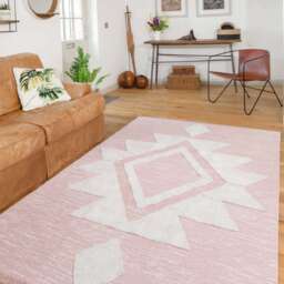 Tufted Tribal Blush Pink Sustainable Rug - Hara - Poppy - 117cm x 170cm