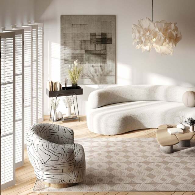 Beige Tribal Motif Rug - Armo - Milako - 120cm x 170cm