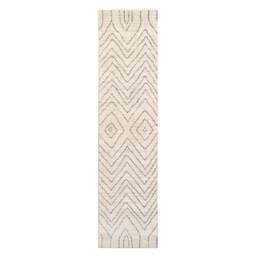 Soft Chevron Beige Moroccan Berber Runner Rug - Carlos - Medini - 60cm x 240cm Runner